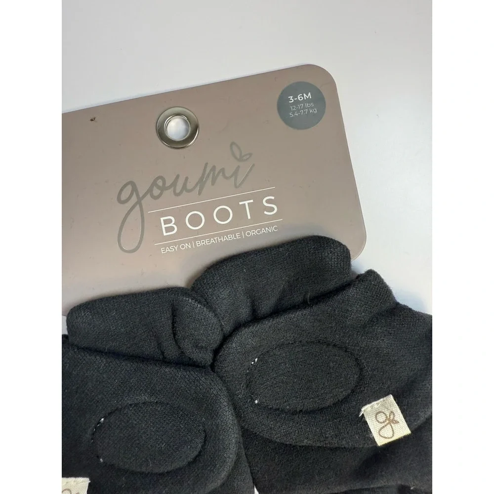 Goumi Kids Soft Stay-On Baby Boots Infant Booties, 3-6M, Black NWT‎
